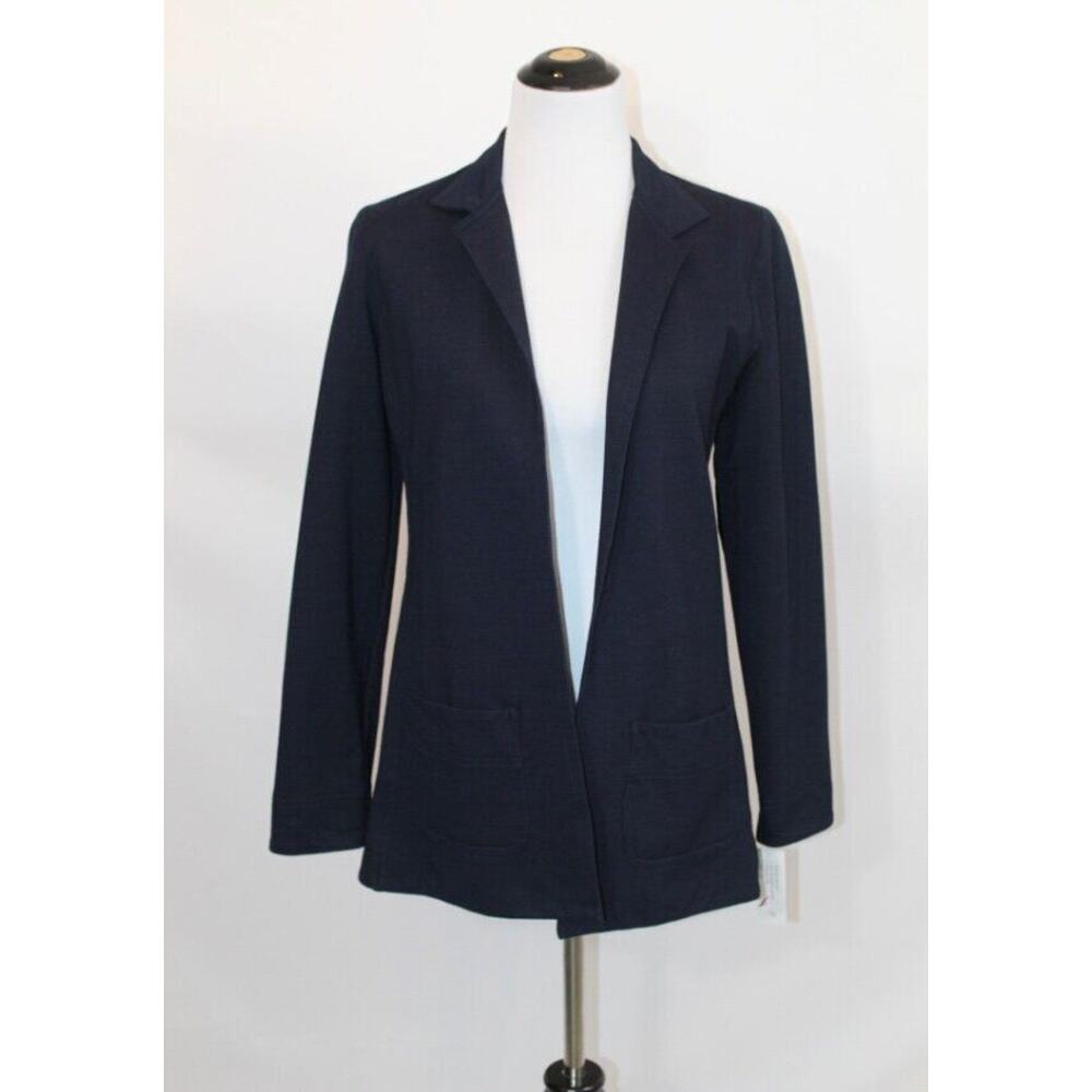 EQUESTRIAN DESIGNS Sz S Small Navy Open Front Knit Blazer Jacket NWT